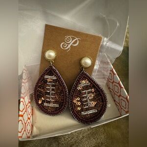 NWT Plunder Football Pearl and Sequin Teardrop Earrings